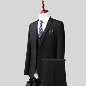Men’s Classic Black Three-Piece Suit – Timeless Elegance