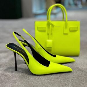 Luxury Neon Yellow Stiletto Heels & Handbag Set