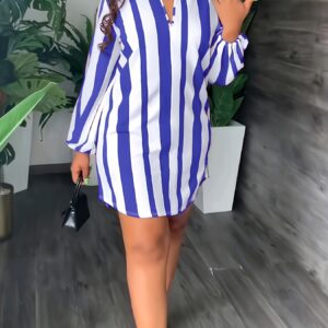 Elegant Striped Shirt Dress – Chic & Comfortable