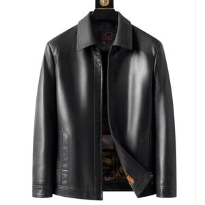 Men’s Classic Black Leather Jacket – Stylish & Durable Outerwear