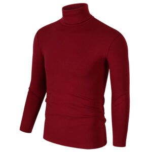 Men's Classic Burgundy Turtleneck Shirt– Slim Fit, Long Sleeve