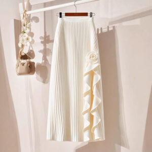 Elegant Pleated Skirt with Floral Accent