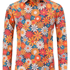 Men's Retro Floral Long Sleeve Shirt