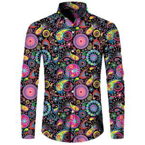 Men’s Psychedelic Paisley Party Shirt – Long Sleeve