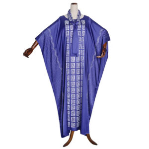 Royal Blue African Kaftan Dress with Scarf