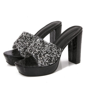 Glamour Sparkle Platform Heels – Available in Black & Silver
