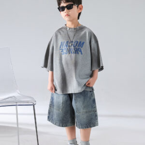 Kids' Urban Streetwear Set – Oversized Tee & Denim Shorts