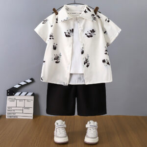 Toddler Boy's Panda Print Summer Outfit – 3-Piece Set