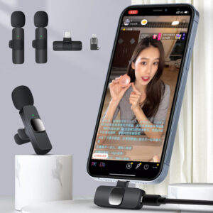 K9 Wireless Lavalier Microphone – Dual Clip-On Mic System for iPhone & Android (USB-C & Lightning Support)
