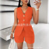 Women’s Sleeveless Button-Up Short Set – Chic Summer Two-Piece Outfit