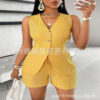 Women’s Sleeveless Button-Up Short Set – Chic Summer Two-Piece Outfit
