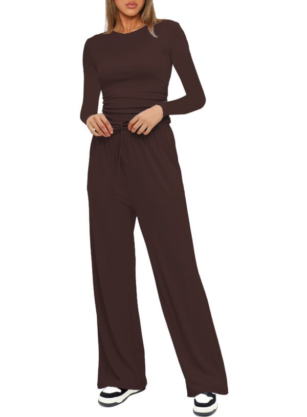 Women's 2-Piece Lounge Set – Long Sleeve Top & Wide-Leg Pants