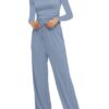 Women's 2-Piece Lounge Set – Long Sleeve Top & Wide-Leg Pants