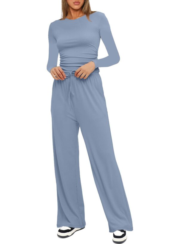 Women's 2-Piece Lounge Set – Long Sleeve Top & Wide-Leg Pants