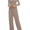Women's 2-Piece Lounge Set – Long Sleeve Top & Wide-Leg Pants