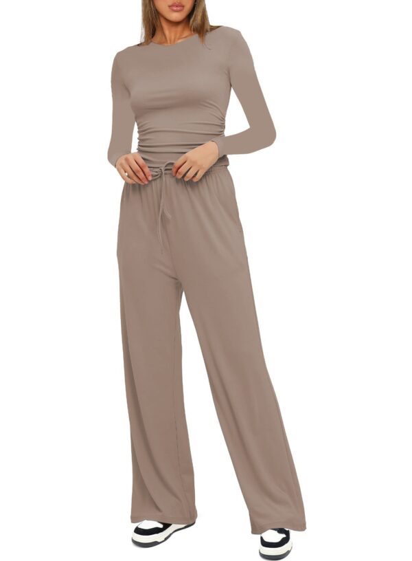 Women's 2-Piece Lounge Set – Long Sleeve Top & Wide-Leg Pants