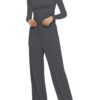 Women's 2-Piece Lounge Set – Long Sleeve Top & Wide-Leg Pants