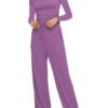 Women's 2-Piece Lounge Set – Long Sleeve Top & Wide-Leg Pants