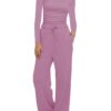 Women's 2-Piece Lounge Set – Long Sleeve Top & Wide-Leg Pants