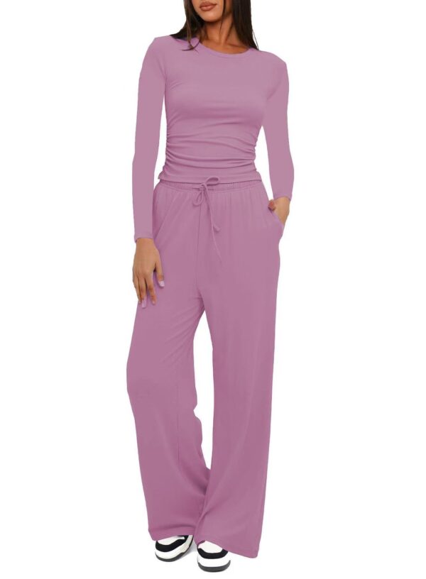 Women's 2-Piece Lounge Set – Long Sleeve Top & Wide-Leg Pants