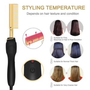 Electric Hot Comb Hair Straightener – Professional Heated Pressing Comb