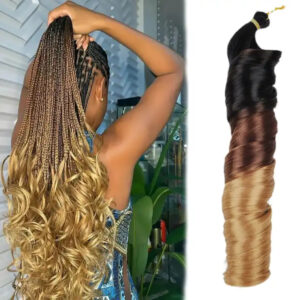 Ombre Curly Braiding Hair Extensions – Pre-Stretched Crochet Hair with Boho Curls