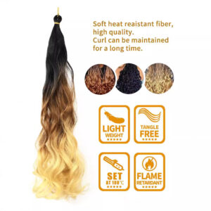 Ombre Curly Crochet Braiding Hair – Soft Heat-Resistant Fiber, Tangle-Free & Flame Retardant