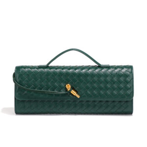 Luxe Woven Leather Handbag – Elegant Clutch with Handle & Strap