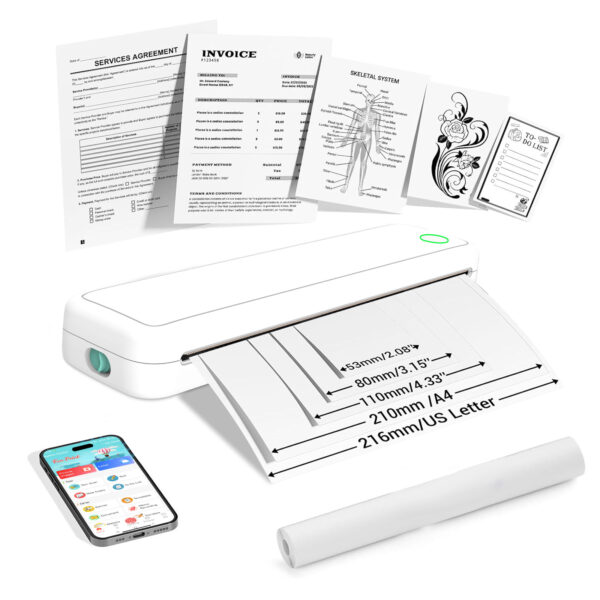 M15 Portable Wireless A4 Thermal Printer – Compact & Rechargeable