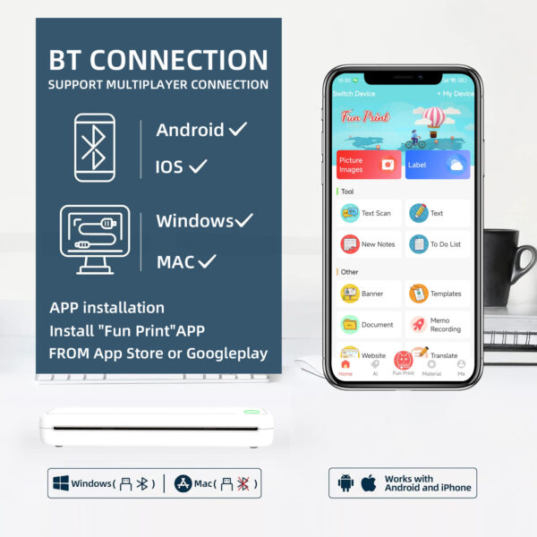 M15 Portable Wireless A4 Thermal Printer – Compact & Rechargeable