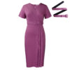 Elegant Pleated V-Neck Belted Office Dress – Classy, Chic & Confidence-Boosting!