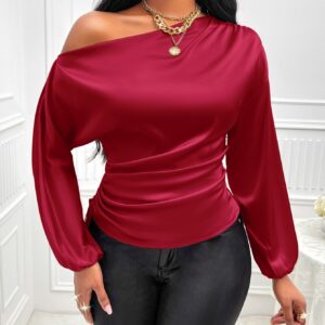 Elegant One-Shoulder Satin Blouse