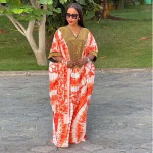 Elegant Tie-Dye Kaftan Dress