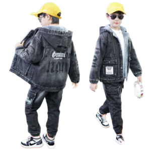 Kids’ Premium Streetwear Denim Set – Jacket + Joggers (Unisex)